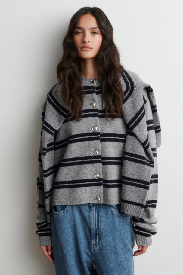 Alphaline LS Knit Cardigan - Mid Grey Melange - Image 2