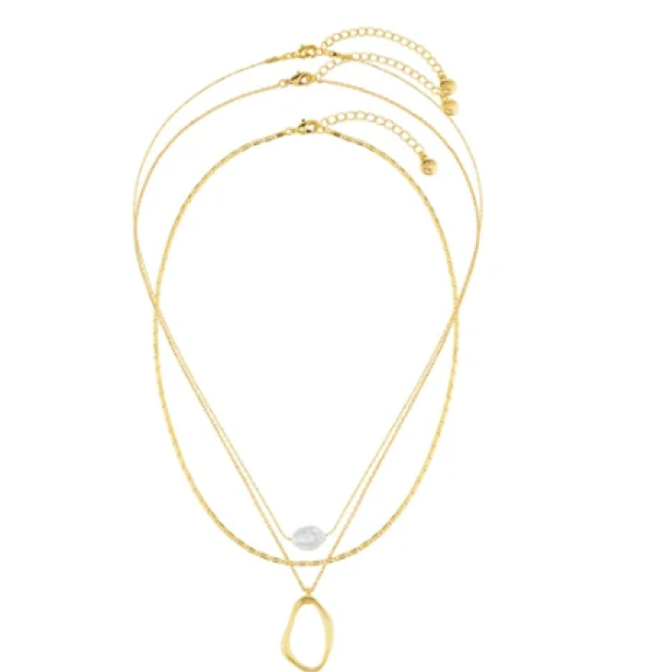 Organic Oval & Pearl 3-Row Necklace  - Image 4