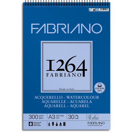 Fabriano 1264 Watercolour Akvarellblokk Spiral 300g 30ark A3