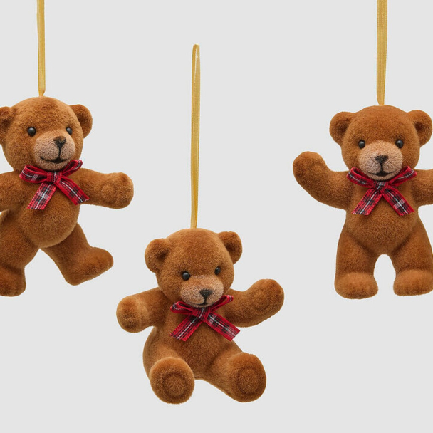 Bamse juletrepynt 9,5 cm - 3 varianter