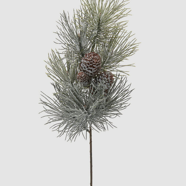 Snødekt furugren med kongler 76 cm