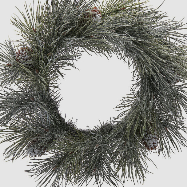 Snødekt julekrans med kongler 60 cm