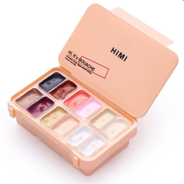 HIMI Twin Cup Gouache Sett Fersken 12stk – Portrett - Image 1