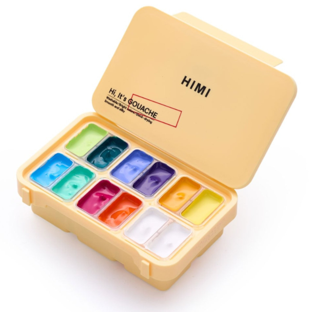 HIMI Twin Cup Gouache Sett Gul 12stk – Fargerik - Image 1