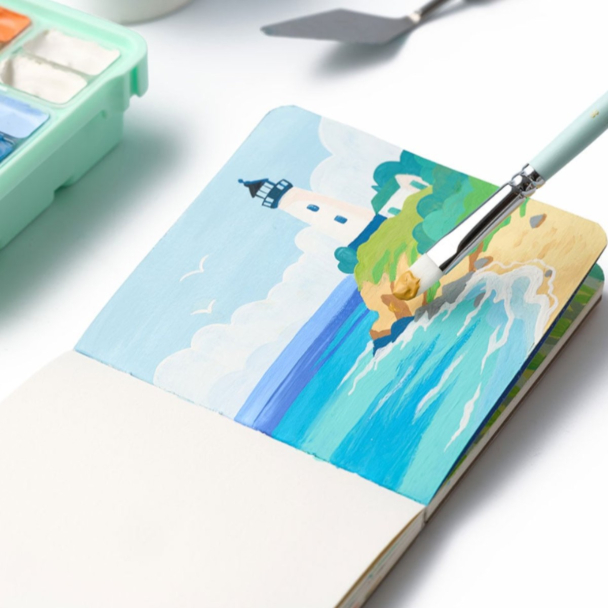 HIMI Twin Cup Gouache Sett Grønn 12stk – Strandliv - Image 2