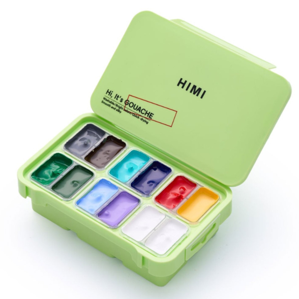 HIMI Twin Cup Gouache Sett Eple Grønn 12stk – Landskap - Image 1