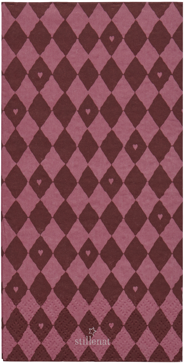 Servietter Harlekin med hjerter 10 x 20cm - 16 stk per pakke