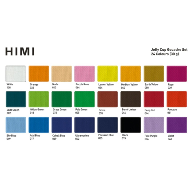 HIMI Jelly Cup Gouache Sett 24stk + 3 pensler - Grø - Image 2