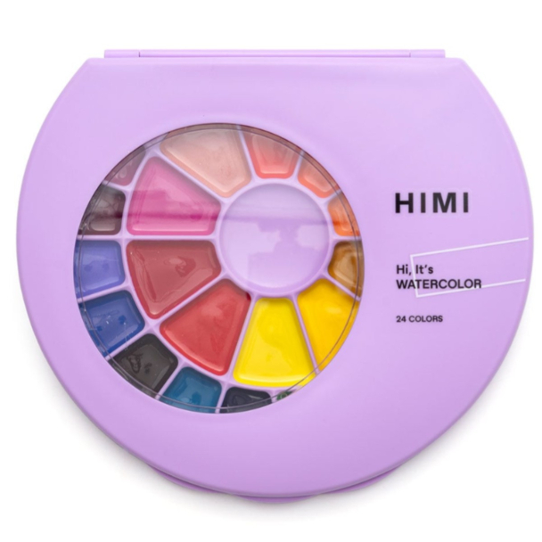 HIMI Semi-Moist Watercolour Akvarell Sett - 24stk + pensel - Image 1
