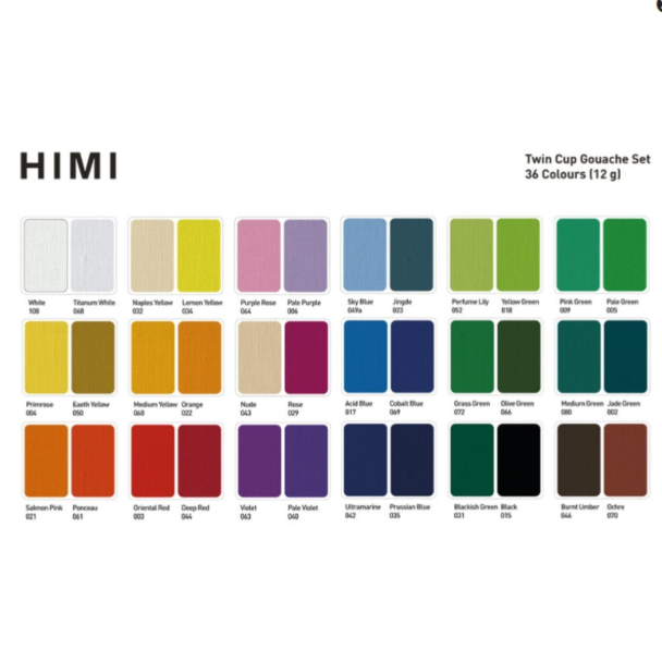 HIMI Twin Cup Gouache Sett 36stk + 3 pensler - Lilla - Image 2