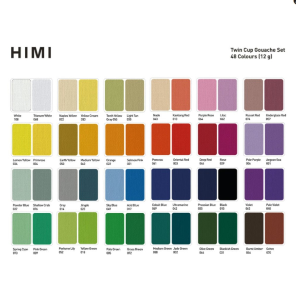 HIMI Twin Cup Gouache Sett 48stk + 3 pensler - Fersken - Image 2