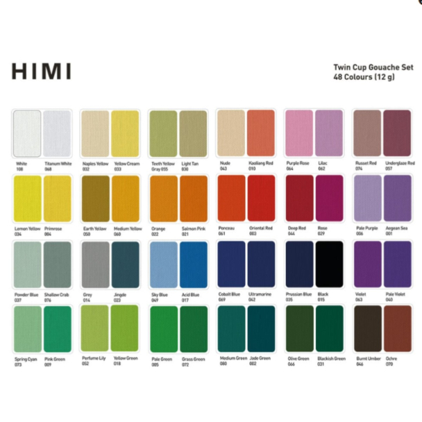 HIMI Twin Cup Gouache Sett 48stk + 3 pensler - Grønn - Image 2