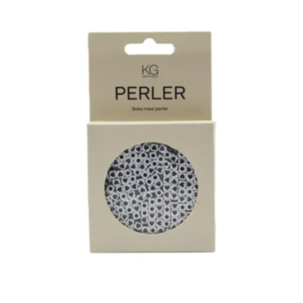 Perleboks Hjerte Hvit/sort 5x5mm - Image 1