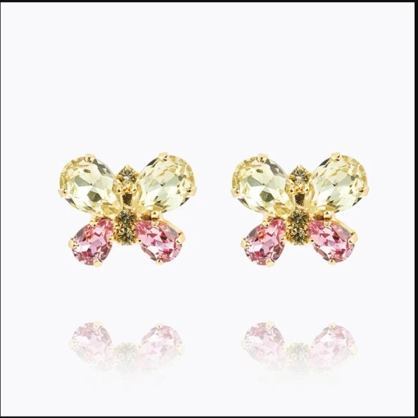 Butterfly Stud Earrings Gold - Yellow Combo