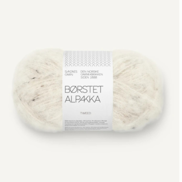 Børstet Alpakka - 2523 - Natural White/Brown Tweed