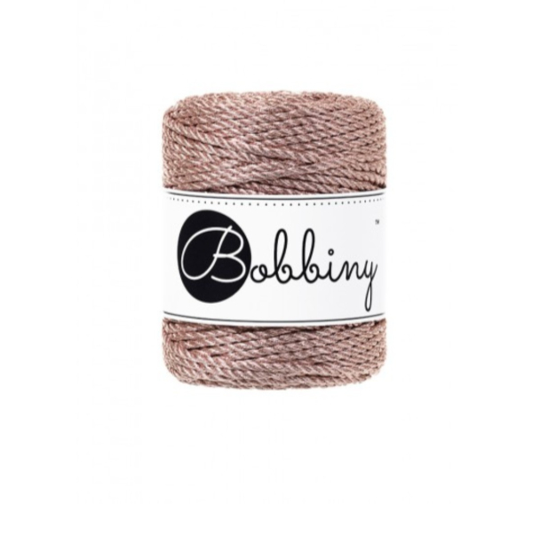 Metallic Rose Gold Macrame 3ply Rope - 3mm
