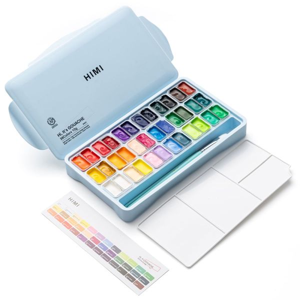 HIMI Twin Cup Gouache Sett 36stk + 3 pensler – Isblå