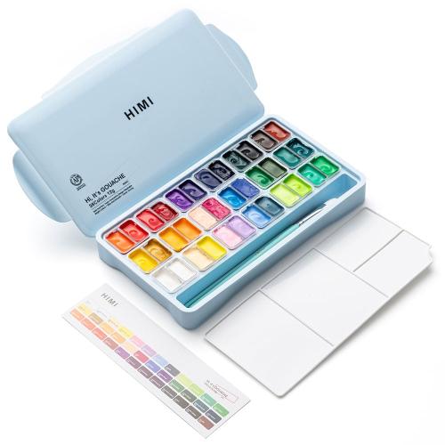 HIMI Twin Cup Gouache Sett 36stk + 3 pensler – Isblå