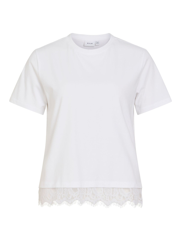 VILA VINora Lace T-shirt, hvit - Image 4