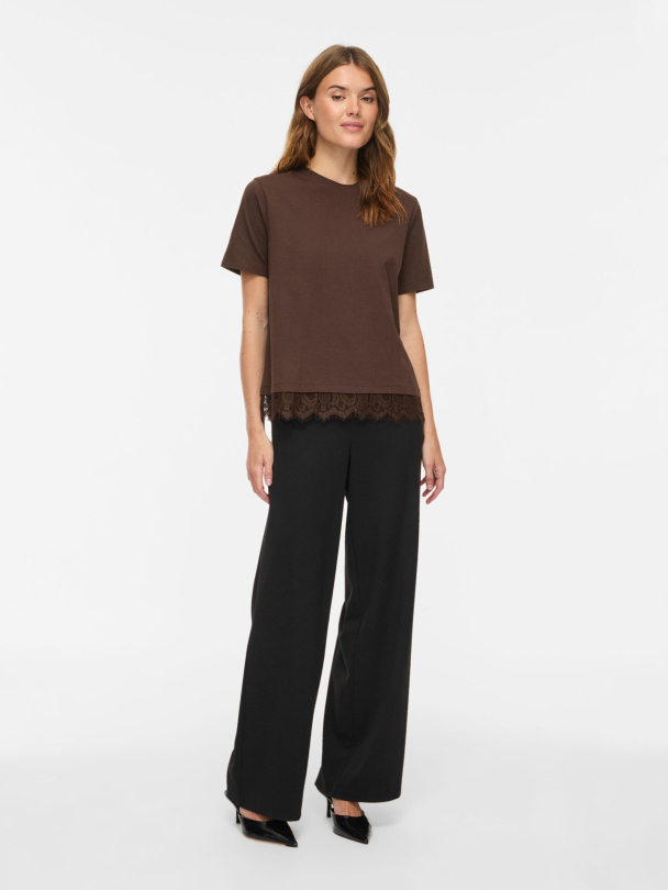 VILA VINora Lace T-shirt, brun - Image 6