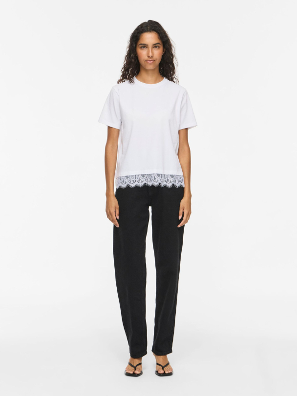 VILA VINora Lace T-shirt, hvit - Image 6