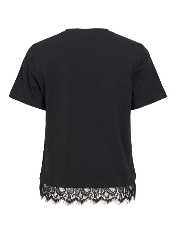 VILA VINora Lace T-shirt, svart - Image 4