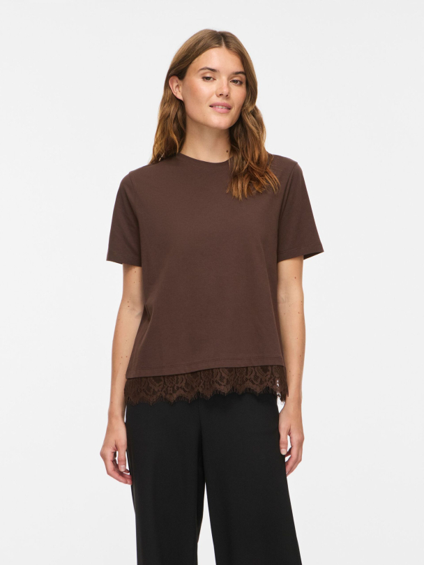 VILA VINora Lace T-shirt, brun - Image 7