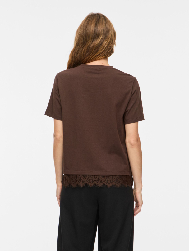 VILA VINora Lace T-shirt, brun - Image 2
