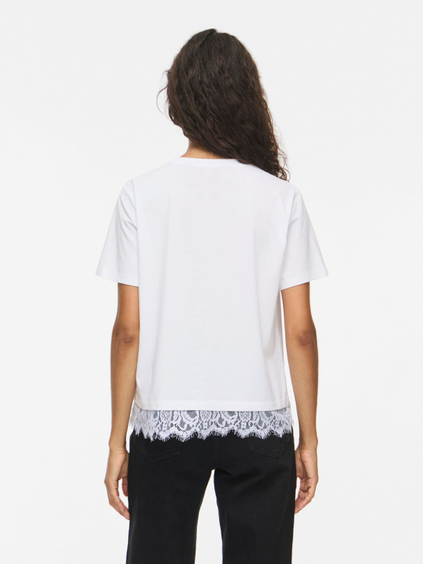 VILA VINora Lace T-shirt, hvit - Image 2