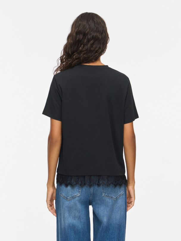 VILA VINora Lace T-shirt, svart - Image 2