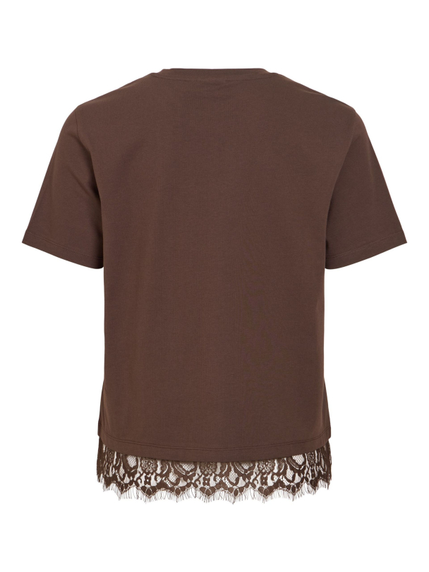 VILA VINora Lace T-shirt, brun - Image 4