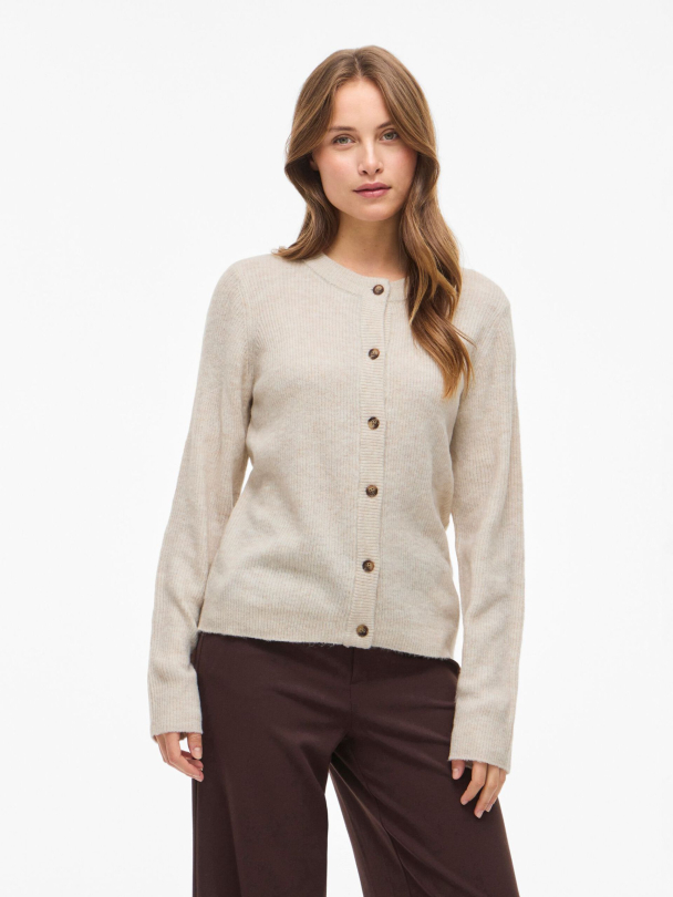 VILA VIVioli O-Neck Rib Knit Cardigan - Image 1