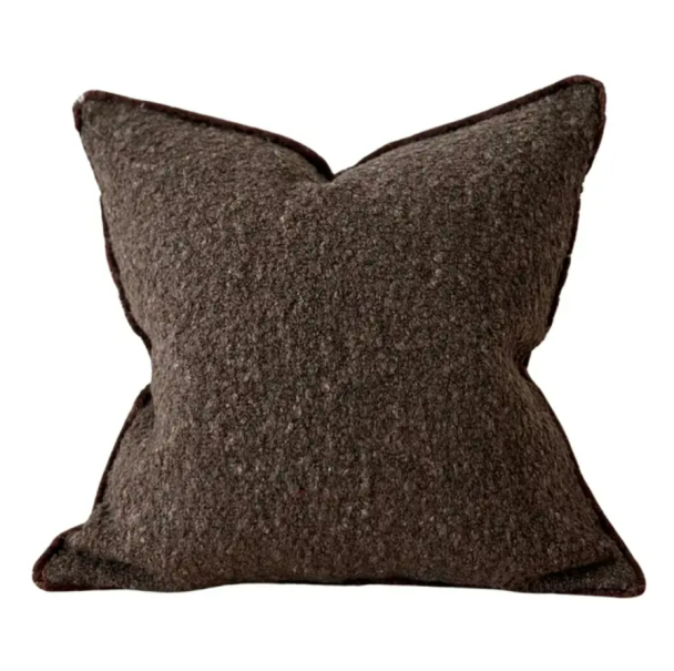 Putetrekk - Mørk Brun Bouclè 45 x 45 cm - Image 1