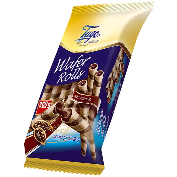 Vaffelrull m/Sjokolade 260g Tago