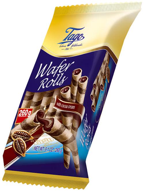 Vaffelrull m/Sjokolade 260g Tago