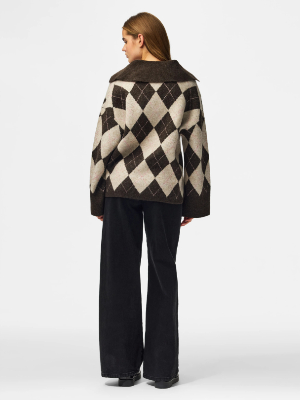 PCALVA LS LOOSE CHECK KNIT CARDIGAN - Image 5