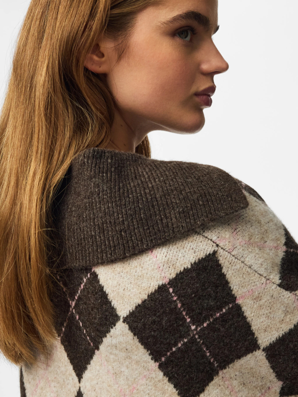 PCALVA LS LOOSE CHECK KNIT CARDIGAN - Image 6