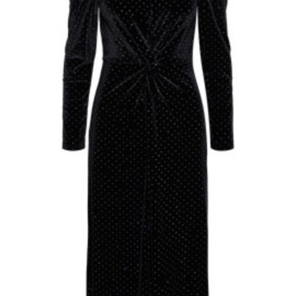 Yashella LS Velour Midi Dress - Black