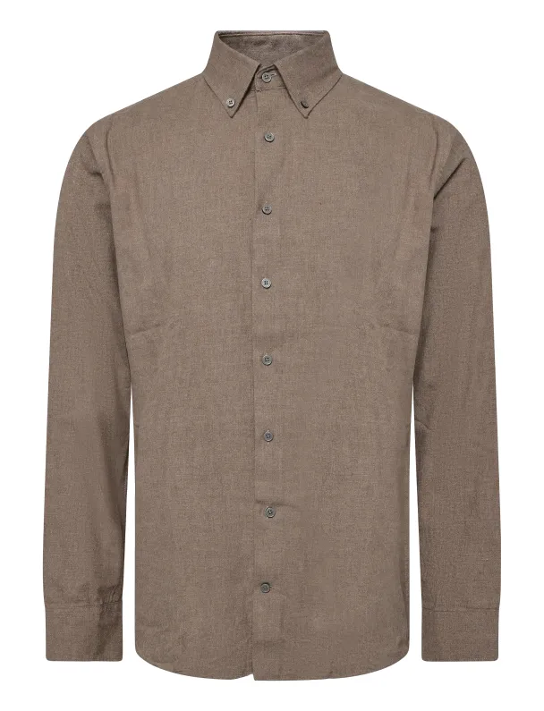 BS Akihito Casual Modern Fit-skjorte, brun - Image 1