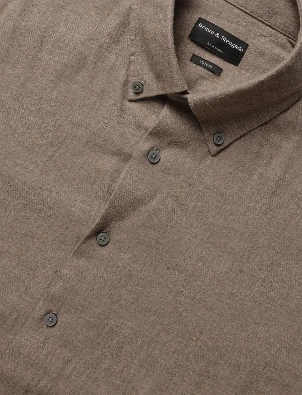 BS Akihito Casual Modern Fit-skjorte, brun - Image 3