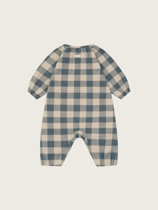 Fog Blue Gingham Onesie - Image 3
