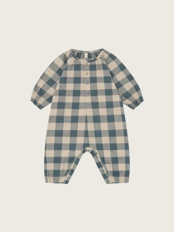 Fog Blue Gingham Onesie - Image 1