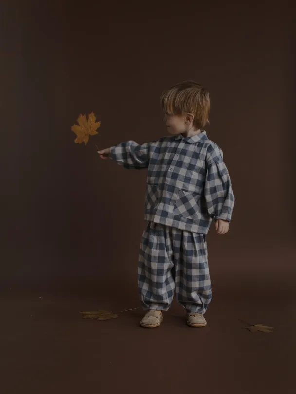 Fog Blue Gingham Lodge Pants - Image 4