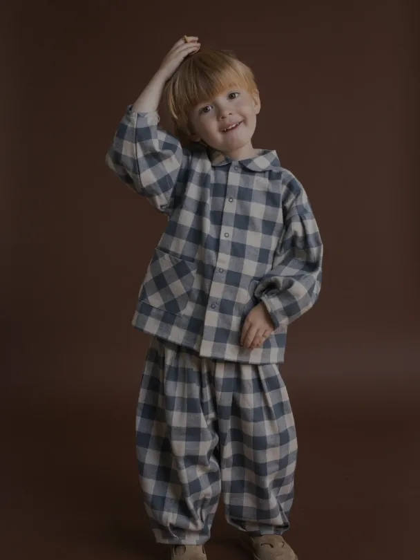 Fog Blue Gingham Lodge Pants - Image 5