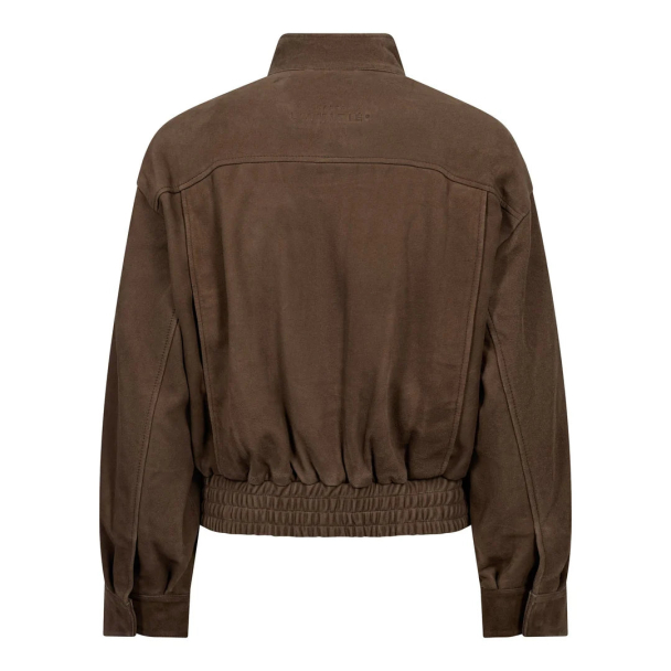 Suede Gather Crop Jacket - Walnut - Image 2