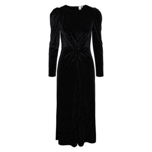 Yashella LS Velour Midi Dress - Black
