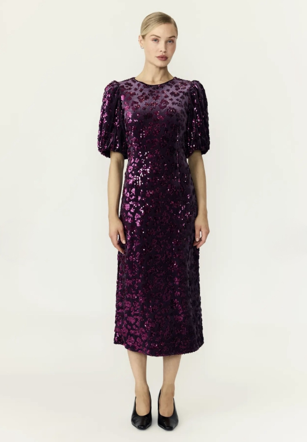 YASSOFIE Sequin Midi Dress - Shadow Purple  - Image 1