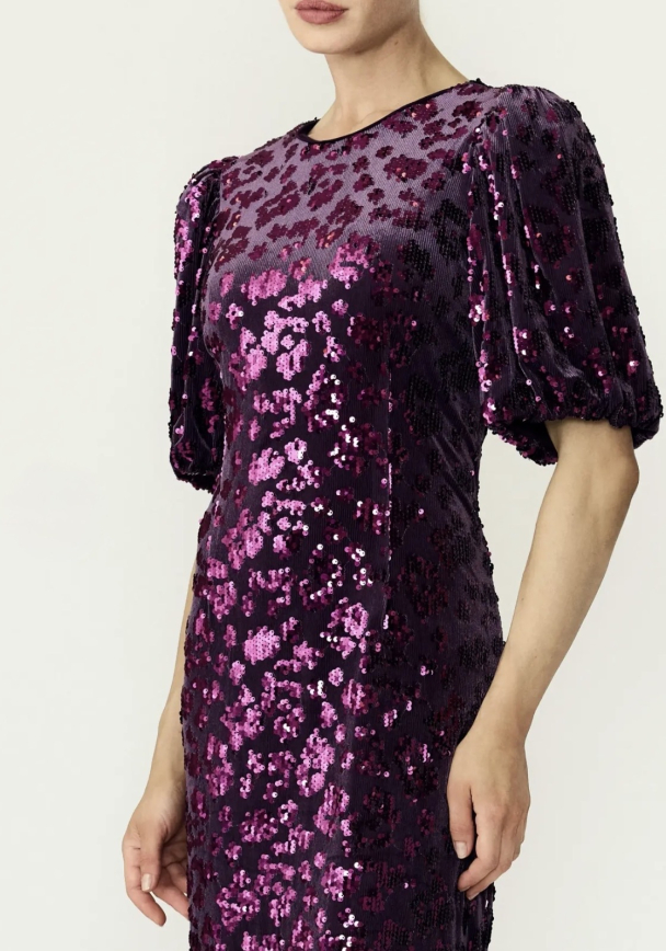 YASSOFIE Sequin Midi Dress - Shadow Purple  - Image 3