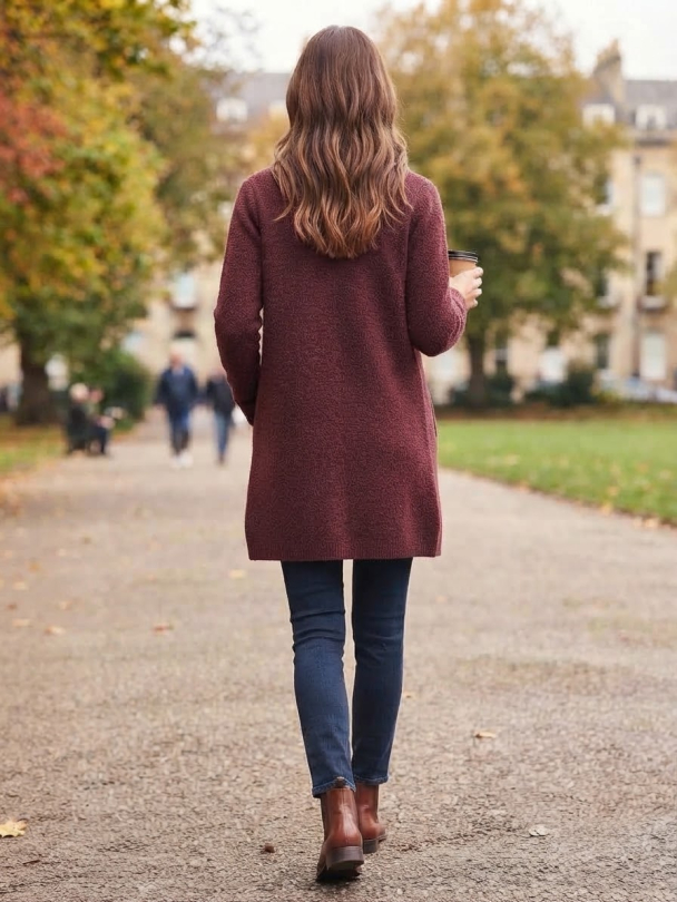 FRsanny Lang Cardigan Vinrød - Image 2