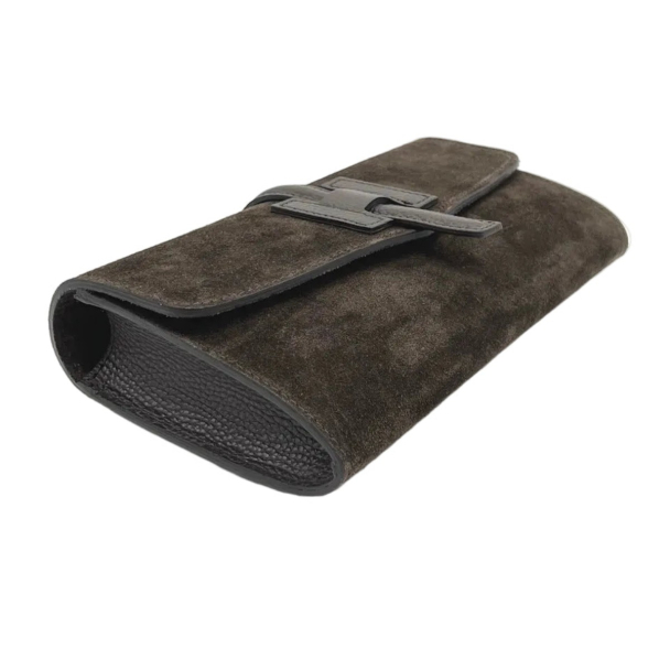 The Flap Clutch - Suede - Dark Brown